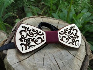 Дерев'яна метелик краватку Орнамент ручної роботи, серія Fantasy