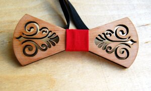 Дерев'яна метелик краватку Розпис червона ручної роботи