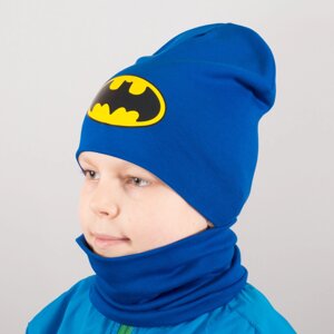 Дитяча шапка з хомутом КАНТА "Batman" розмір 48-52 синій (OC-171)