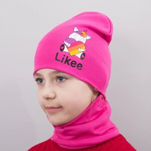 Дитяча шапка з хомутом КАНТА "Likee" розмір 48-52 рожевий (OC-852)