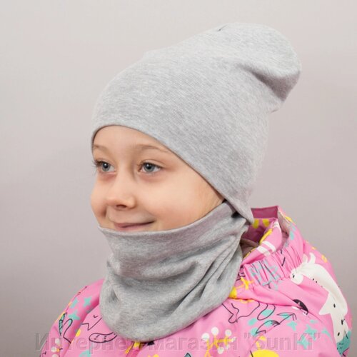 Дитяча шапка з хомутом КАНТА розмір 52-56 сірий (OC-561)