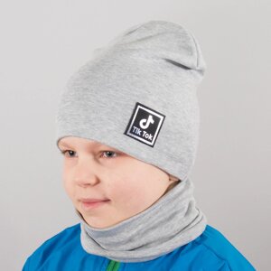 Дитяча шапка з хомутом КАНТА "TikTok" розмір 48-52 сірий (OC-255)