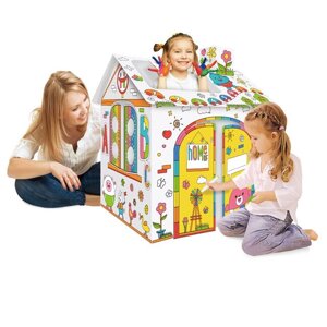 Дитячий картонний ігровий будиночок для розфарбовування SUNROZ Drawing Kids House 3D розмальовка для дітей (SUN8757)