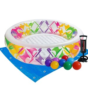 Дитячий надувний басейн Intex 56494-2 Колесо 229 х 56 см з кульками 10 шт. підсвіткою насосом