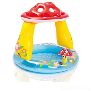 Дитячий надувний басейн Intex 57114-2 Грибочок 102 х 89 см з кульками 10 шт. підстилкою насосом