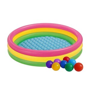 Дитячий надувний басейн Intex 57412-1 Райдужний 114 х 25 см із кульками 10 шт.