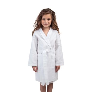 Дитячий вафельний халат Luxyart розмір (4-7 років) 30-32 100% бавовна білий (LS-206)