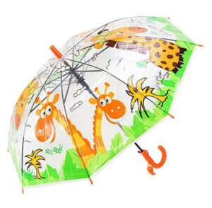 Дитяча парасолька-тростина SUNROZ Cartoon Series Umbrella напівавтомат "Жираф" зі свистком 80 см 8 спиць (SUN8800)