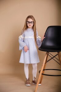Дитяче плаття SUNROZ MiniSize з перфорованого батіста Небесно-Блакитний (SUN0850)
