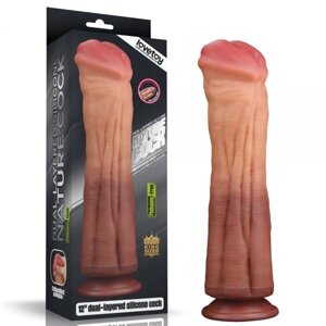 Фалоїмітатор гігант на присоску Lovetoy Dual layered Platinum Silicone Cock 12.0