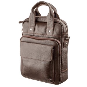 Висока якість чоловічої сумки вертикального формату SHVIGEL 11168 під A4 Brown Flear