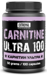 Карнітин для схуднення 100 капсул 500 мг L-carnitine ultra Extremal Жироспалювач для жінок чоловіків Л-карнітин
