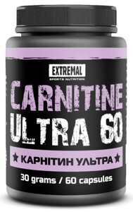 Карнітин для схуднення 60 капсул 500 мг L-carnitine ultra Extremal Жироспалювач для спортсменів Л-карнітин