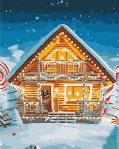 Картина за номерами BrushMe "Казковий новорічний будиночок" 40х50 см BS52782
