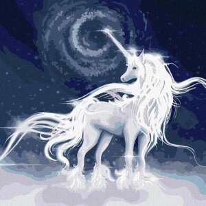 Картина за номерами Ідейка "Білий єдиноріг" 50х50 см KHO5037