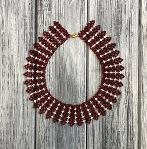 Кольє із чеського бісеру HatynkaUA Folk Necklace намисто ручної роботи (SUN999_08)