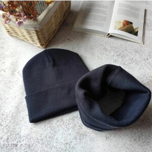 Комплект шапка з хомутом КАНТА унісекс розмір підлітковий джинс (OL-004)