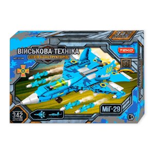 Конструктор Teko Військова техніка винищувач МІГ-29 342 деталі Blue (151436)