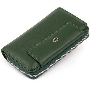 Шкіряний гаманець на засувці ST Leather 19342 зелений