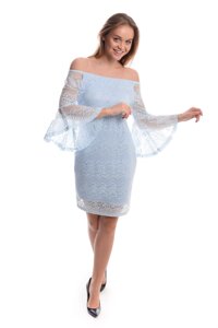 Мереживне плаття з відкритими плечима Sweet Lady - синім кольором, s/m (є розміри)