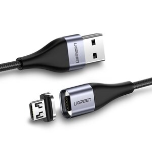 Магнітний кабель Micro USB Ugreen для заряджання та передавання даних 1 м Чорний (60207+60209)