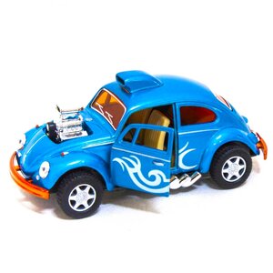 Машинка металева інерційна Kinsmart Volkswagen Beetle Custom Dragracer KT5405W 1:32 Блакитний