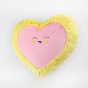 М'яка іграшка Kidsqo Подушка серце усмішка 43 см Жовто-рожева (KD659)