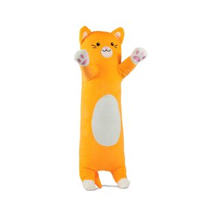 М'яка іграшка KidsQo валик кіт Еклер 60 см Жовтогарячий (KD731)
