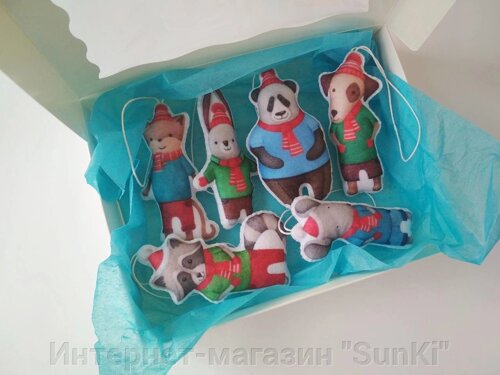 Набор игрушек из фетра "Зверюшки в шарфах" Pugovichok (SUN2419)