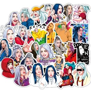 Наклейки на ноутбук Classic toys with Billie Eilish 50 шт.