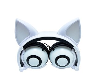 Навушники LINX Bear Ear Headphone навушники з вушками Лисички LED Білий (SUN2649)