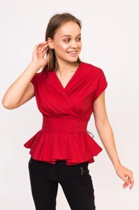 Оригінальна блузка з ременем YI MEI SI - червоний колір, s (є розміри)