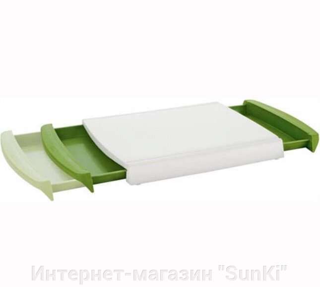 Обробна дошка трансформер SUNROZ Chop І Clear Cutting Board з відсіком для нарізки Біло-зелений (SUN5041) - знижка