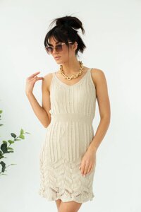Модна літня сукня MIDI в’язана Avrile - бежева, l (є розміри)