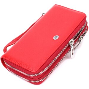 Яскравий жіночий гаманець-клатч з двома відділеннями на блискавках ST Leather 19430 Червоний