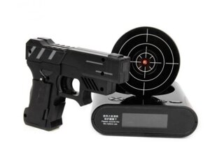 Будильник SUNROZ Gun Alarm Clock з мішенню Чорний (SUN3415)