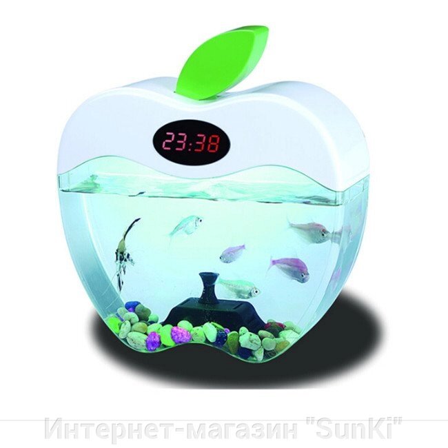 Настільний USB міні акваріум SUNROZ Mini Fish Tank &quot;Яблуко&quot; LED (SUN2691) - Україна