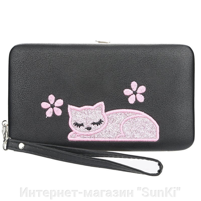 Жіночий гаманець BAELLERRY Cat Style Wallet клатч з ремінцем Чорний (SUN3565) - гарантія