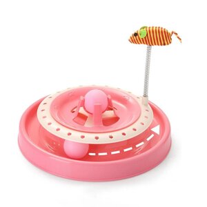 Іграшка-трек SUNROZ Cat Scratch Pan для кішок з двома м'ячиками Рожевий (SUN3808)