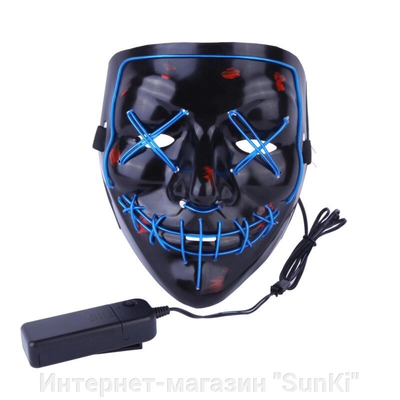 Аксессуар на вечеринки SUNROZ Neon LED Mask светодиодная маска Синий (SUN3168) - роздріб
