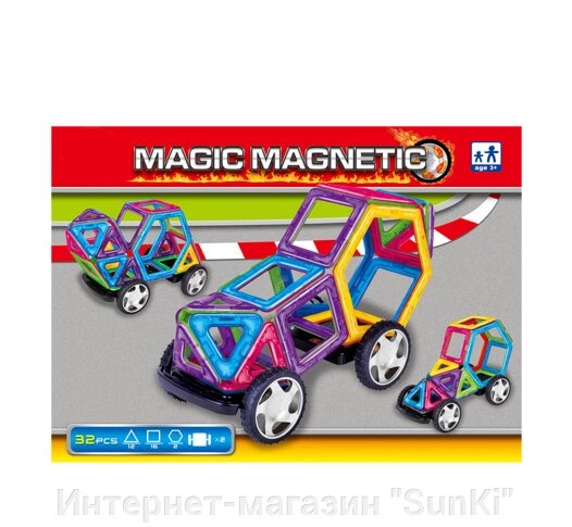 Магнітний конструктор MAGIC MAGNETIC Магнітний набір для конструювання і моделювання, 32 ел. (SUN0190) - роздріб