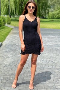 Модна літня сукня MIDI в’язана Avrile - чорний колір, L (є розміри)