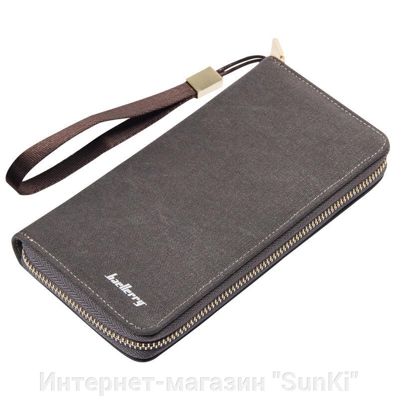 Чоловічий гаманець BAELLERRY Retro Canvas Wallet портмоне з ремінцем Сірий (SUN2820) - відгуки