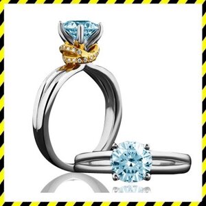 Золоте кільце -DREAM - з блакитним Діамантом 0,6 ct.!