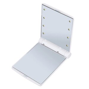 Кишеньковий дзеркало для макіяжу SUNROZ Pocket Mirror з LED підсвічуванням 8 світлодіодів Білий (SUN0639)
