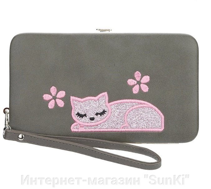 Жіночий гаманець BAELLERRY Cat Style Wallet клатч з ремінцем Сірий (SUN3574) - характеристики
