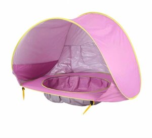 Пляжний дитячий намет Pool Baby Tent з басейном і вентильованою стінкою автоматичний Рожевий