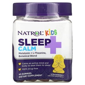 Підтримка сну для дітей від 4 років Sleep + Calm, Natrol смак полуниці 60 жувальних цукерок