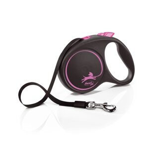 Повідець рулетка для собак Flexi Black Design L 5 м до 50 кг рожевий
