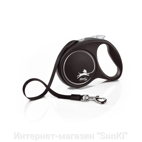 Земляна рулетка Flexi Black Design M 5 м до 25 кг чорного кольору